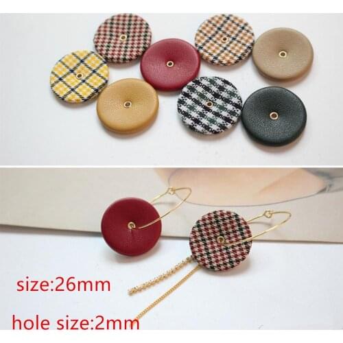 Winter style 50pcs/lot 26mm color pu/fabric decoration geometry rounds shape cloth buckle diy jewelry earring accessory