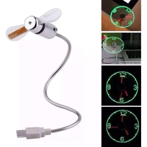 USB Mini Flexible Time Durable Adjustable USB Gadget Mini Flexible LED Light USB Fan For laptop PC Notebook Time Display