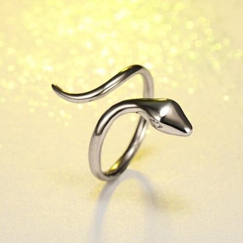 Hip Hop Female Male Snake Animal Ring Real 100% 925 Sterling Silver Wedding Rings For Women Men Punk Thin Open Engagement Ring