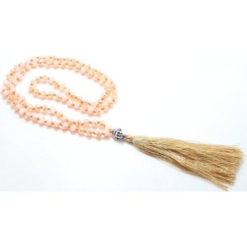 High quality crystal beads Buddha pendant handmade tassel pendant necklace boho style knotted necklace for summer women jewelry