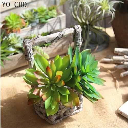 YO CHO 1PC Artificial Indoor Succulent Plants Hibiscus Saussurea DIY Fake Flower Arrangement Balcony Decorations And Ornaments