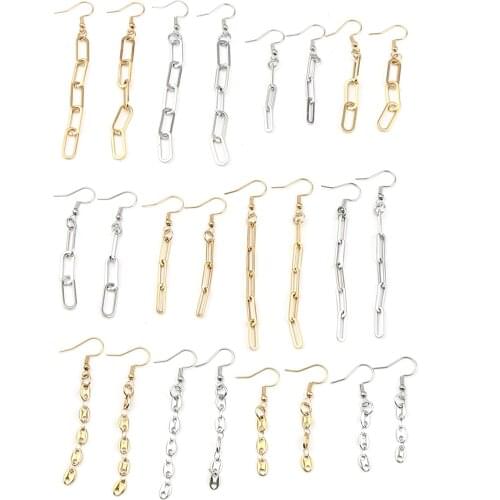 Chain Earring Stainless Steel Link Chain Earrings Long Pendant Drop Earrings Creative Women Female Party Gifts Jewelry, 1 Pair