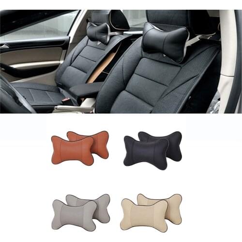 1PCS Universal Car Neck Seat Pillows Leather Breathable Mesh Auto Car Neck Rest Headrest Cushion Pillow Car Interior Accessories