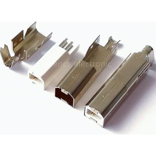 10Pcs USB 2.0 Type-B 4-Pins Male Plug Socket Soldering Connectors For DIY