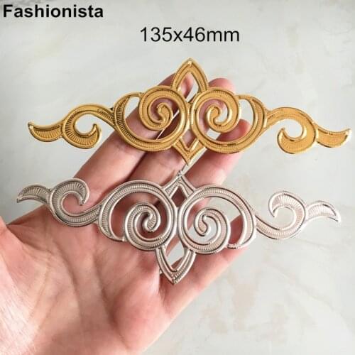 Free Shipping- Large Scroll Ornament 135*46mm Metal Stamping Flowers,Gold-color,Silver-color,Decorative Materials For Crafts