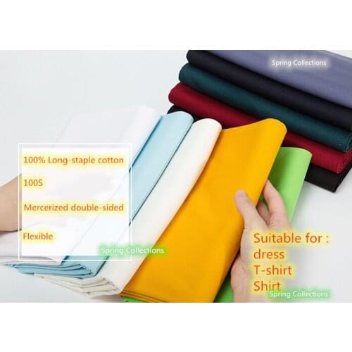 12colors Width135cm High quality 100%Long-staple cotton Mercerized double-sided process for summer T-shirt /skirt