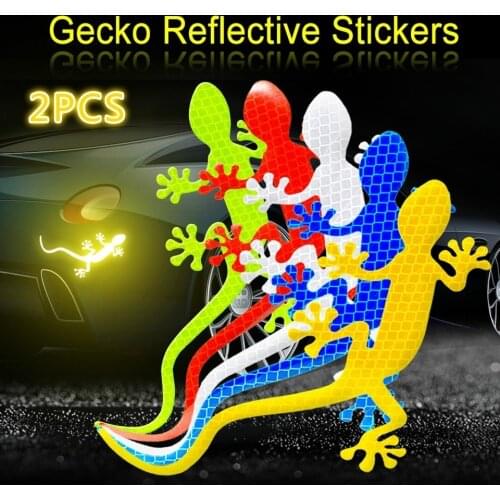 2Pcs Car Reflective Sticker Safety Warning Mark Tape Auto Exterior Accessories Night Driving Warning Gecko Strip Light Reflector