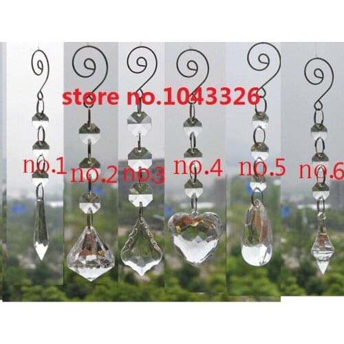 20pcs high quality wedding centerpiece tree lighting 14mm acrylic Octagonal crystal bead hanging garland prism with pendant