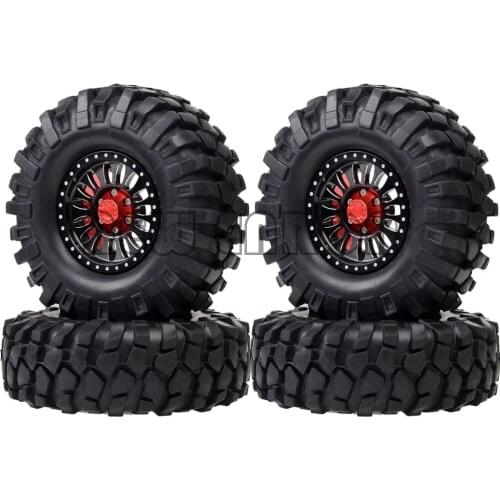 4Pc Alloy 1.9" Beadlock Wheel Rim & 96mm 100mm 106mm 108mm 110mm 112mm 120mm RC Tires For 1/10 RC Crawler Car Jimny Axial Tamiya