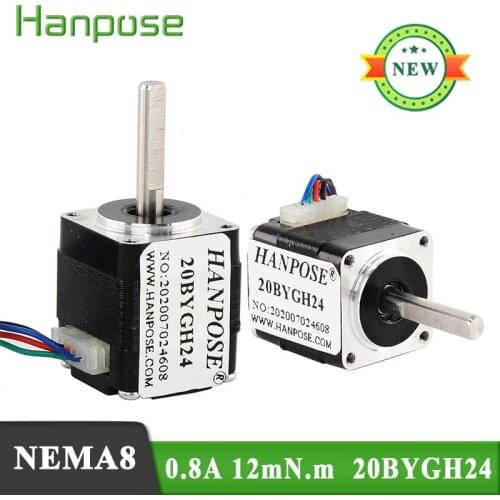 5pcs/lot Free shipping Nema8 Stepper Motor 20BYGH24 0.8A 12mN.m 24mm 20 Series motor For 3D Printer Monitor Equipment