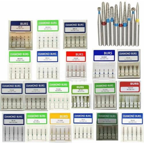 5 PCS Dental Diamond Burs Drill Medium FG 1.6MM F High Speed Hand