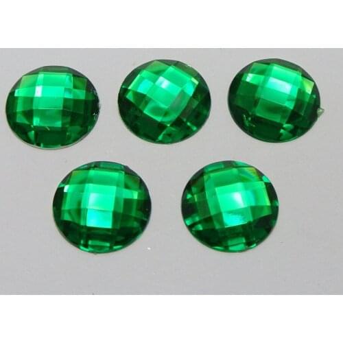 50 Green Acrylic Flatback Rhinestone Round Gem Beads 18mm No Hole
