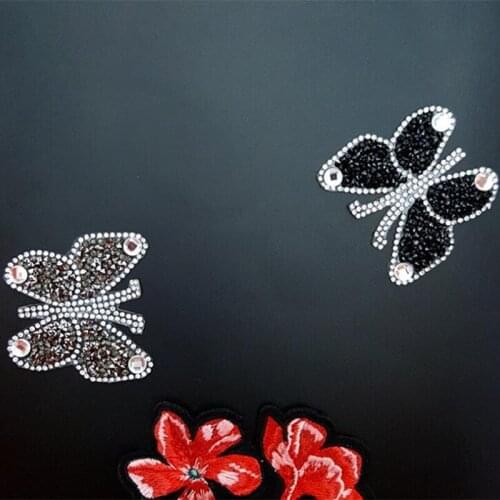 3D Handmade Rhinestone beaded Patches for clothing Parches for clothes Iron on crystal beading Applique cute patch