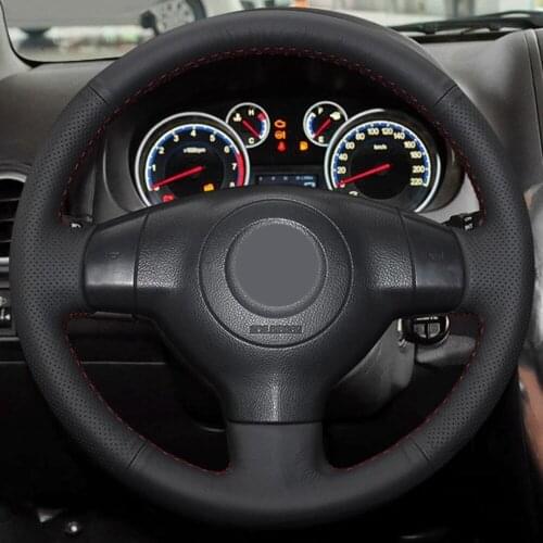 Car Products DIY Black Non-slip Genuine Leather Car Accessories Steering Wheel Cover For Suzuki SX4 Alto Old Swift Opel Agila