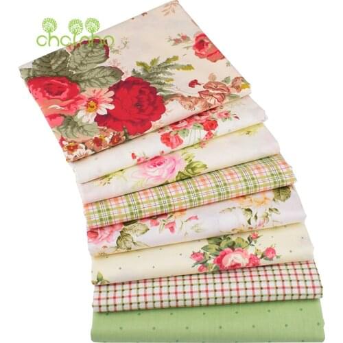 Chainho,Floral Series, Printed Twill Cotton Fabric,For DIY Quilting Sewing/Tissue Of Baby&Child/Sheet,Pillow Material,Half Meter