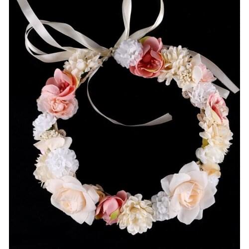 Floral Flower Girl Garland Headwear Grown of Flowers for Hair Wreath Headband Accessories Headpieces Wedding Tiara LBS