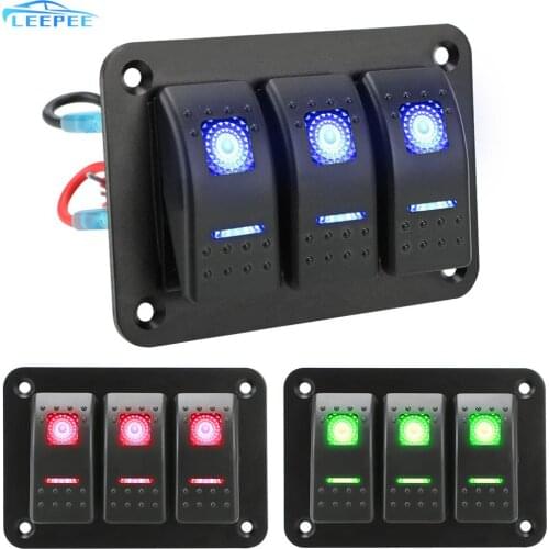 DC 12V/24V Overload Protection 3/4Gang Rocker Switch Panel ON/OFF Lights Car Truck Marine Ship Circuit Breaker With Icon Sticker