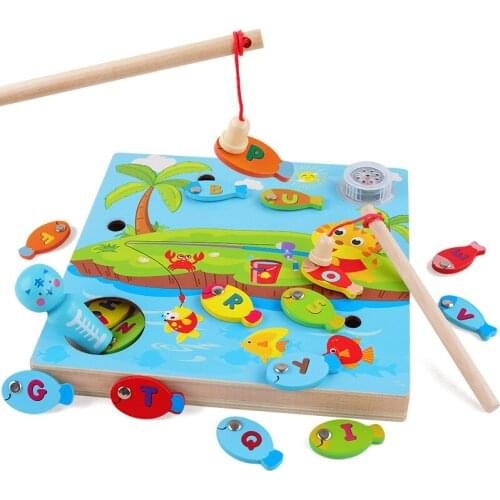 Wooden Magnetic Fishing Game Magnetic Alphabet Letters Music Fishing Toy Montessori Educational Games Kids Toddlers Gifts