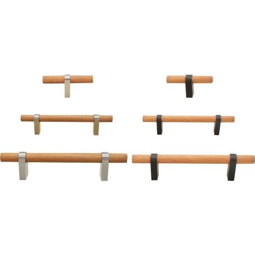 Wood Handles Minimalist Hardware Pulls for Kitchen Cabinets Decoration
