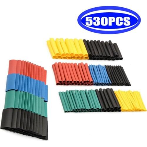 127/140/164/328/530Pcs Assorted Polyolefin Heat Shrink Tubing Tube Cable Sleeves Wrap Wire Set 8 Size Multicolor/Black