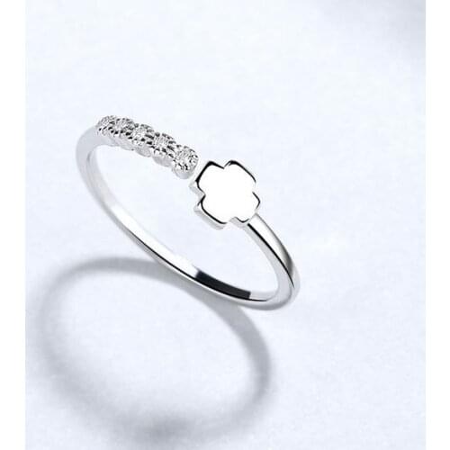 Korean Version of S925 Sterling Silver Ring Female Personality Smooth Open Cross Ring Simple Wild Diamond Ring Allied Express