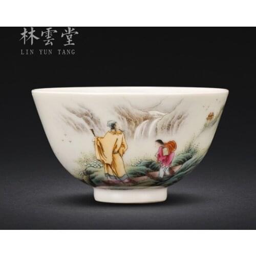Lin Yuntang master cup single cup kung fu tea cups jingdezhen high-grade enamel character coats sample tea cup
