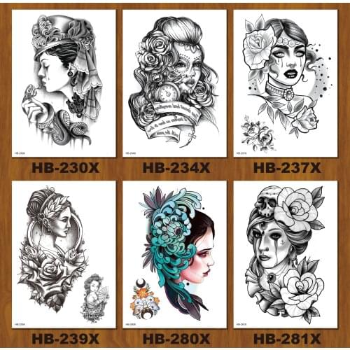 Fashion Euramerican flower arm clown lady sexy waterproof Temporary Tattoo Sticker 21X15 CM