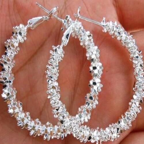 Fashion Women Jewelry Silver Plated Big Circle Large Round Stars Earring Drop Shipping
