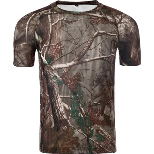 New Outdoor Hunting T-shirt Men Breathable Army Tactical Combat T Shirt Military Dry Sport Camo Camp Tees-Tree camouflage
