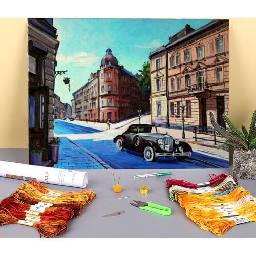 Landscape Lviv Printed Canvas 11CT Cross-Stitch DIY Embroidery Kit DMC Threads Craft Sewing Needlework Knitting Needle Adults