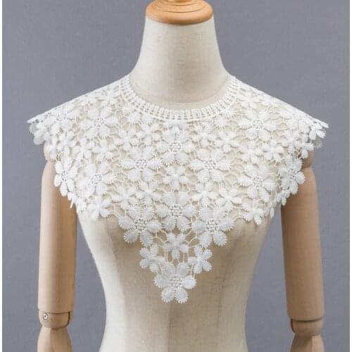 New Hand Crochet Product Fake Neckline Collar Hollow Tulle Lace Fabric Shawl Vest Shoulder Female Decorative Lace Fabric
