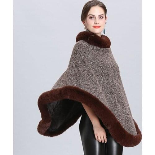 2021 Autumn And Winter Imitation Mink Cape Shawl Bat Shirt Female Fur Coat Large Size Medium Long Sweater