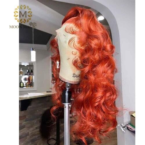 Burnt Orange Lace Front Wig Transparent Lace Frontal Wig Human Hair Colored Human Hair Wigs Pre Plucked Bleached Knots T Part