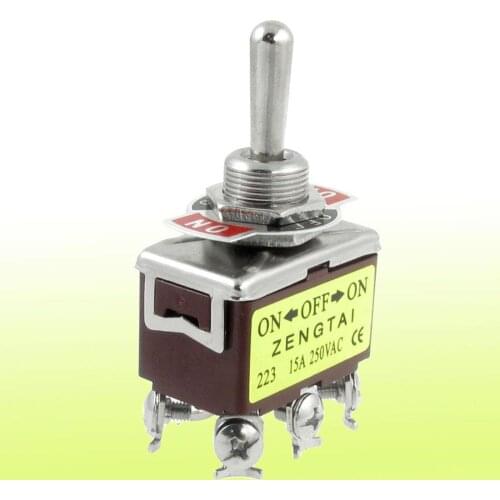 Toggle Switches AC 250V 15A On/off/on 3 Position 6 Terminals Momentary 2P2T DPDT Toggle Switch