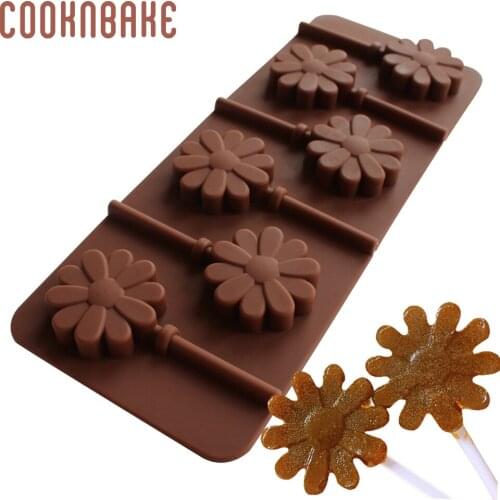Silicone lollipop molds candy fondant mold flowers sunflower chocolate mold with stick baking cake decoration tool DIY christmas
