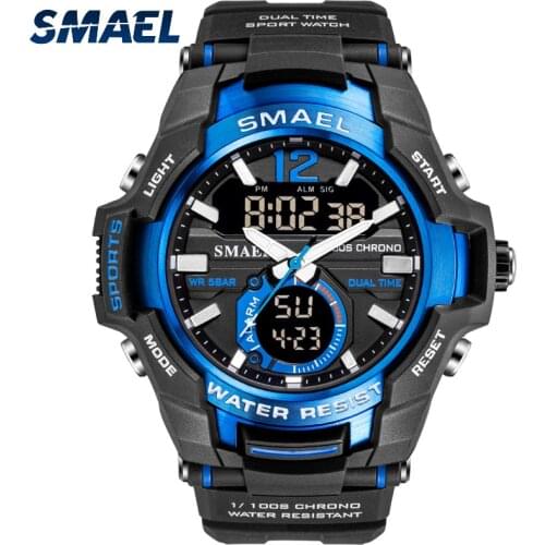 SMAEL Top Brand Luxury Sport Watch Men Digital Watches 5Bar Waterproof Military Dual Display Wristwatches relogio masculino 1805
