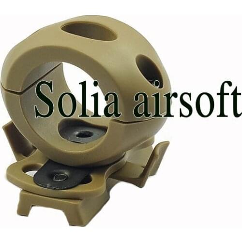 Tactical 1.2" single clamp folder fast helmet guide rail flashlight clamp DE