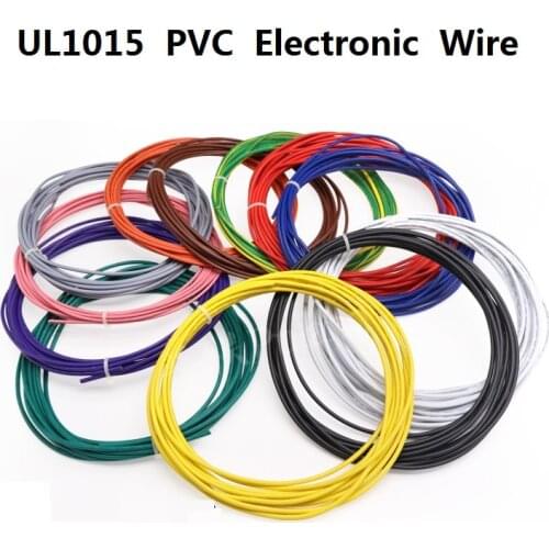 UL1015 Electrical Wire 24AWG PVC Tinned Copper Stranded Wire DIY Line OFC Tinned Plating Multicolor 600V-3/5/10Meters