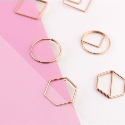 Exclusive Geometric Shape Rose Gold Clip Electroplating Creative Styling Hand Account Decoration Office Accessories Paper Clips