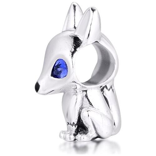 925 Sterling Silver Blue-Eyed Fox Animal Charms Fits Original Bracelet 925 Silver Beads for Jewelry Making 2020 New Charm