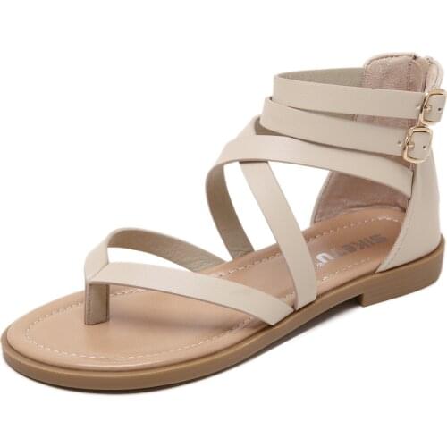 SIKETU Brand Original Fashion 2021 Summer Flat Sandals Womens Shoes Beach Apricot Sandal for Women Gladiator Roman Style Stripes
