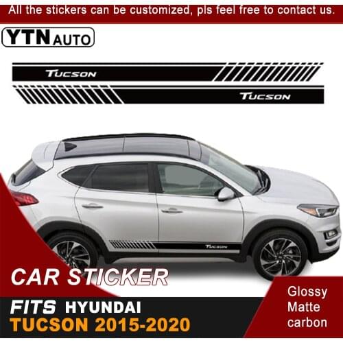 2pcs Car Decals For Hyundai Tucson 2015 2016 2017 2018 2019 2020 Cool Side Body Stripe Graphic Vinyl Car Sticker Car Accessories