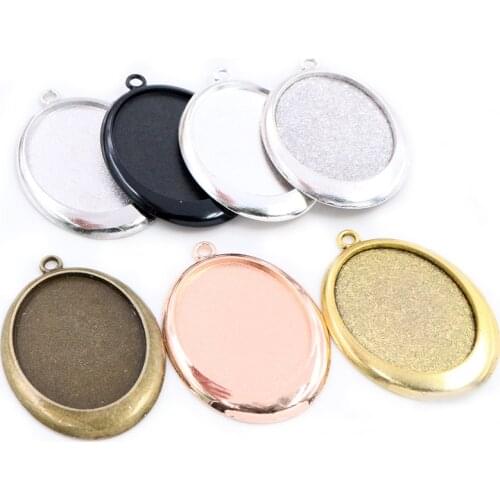 5pcs 30x40mm Inner Size 7 Colors Plated Smile model Cabochon Base Setting Charms Pendant