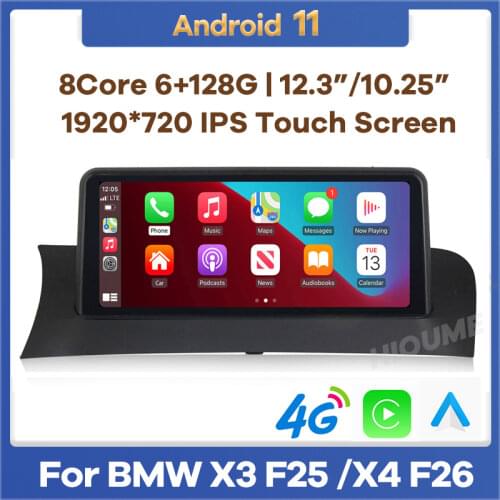 10.25" 8Core CPU 8G+128G Android 10 Car Multimedia Player for BMW X3 F25 X4 F26 2011-2018 Auto Radio GPS Stereo CarPlay Audio