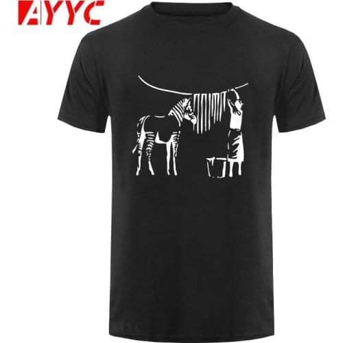 AYYC T Shirt Tshirt banksy zebra t shirt Print Short Sleeve S 3xl Normal Gift New Fashion summer Pictures shirt