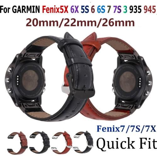 Quick Fit Wrist Band for Garmin Fenix 6 6X 6S Strap Leather Bracelet Watchband for Garmin Fenix 5X/5S/5/3HR/Forerunner 935 Watch