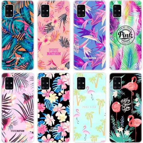 Tropical flamingos leaves Soft Case for Samsung Galaxy A12 A02 A03S A21S A22 A32 A52 A72 A82 S21 Plus FE Ultra M02S M12 Cover