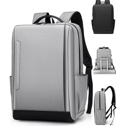 Black Grey Laptop Backpack School Bag USB Rucksack Computer Bagpack Travel Daypack College Students Leisure Backpack Mochila