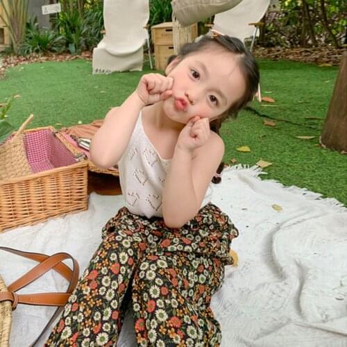 Kids Girls Summer Vest Tops Princess Heart Hollow Sling Korean Style Sleeves Tops Tess Children Beach Party Casaul Shirt