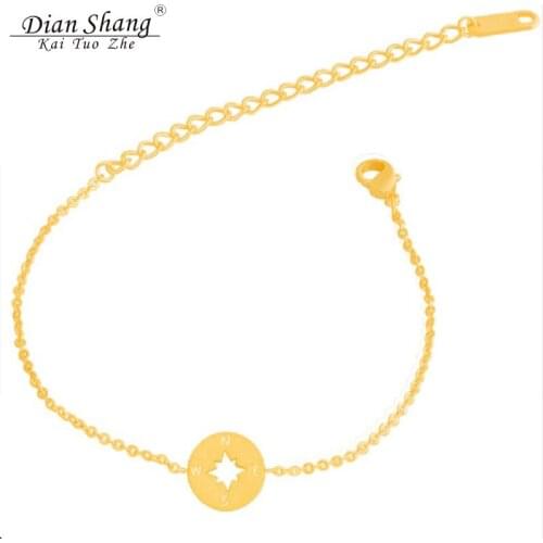 DIANSHANGKAITUOZHE Wholesale Stainless Steel Compass Bracelets For Women Pulseras Bijoux Best Friends Charm Mens Bracelet Bff